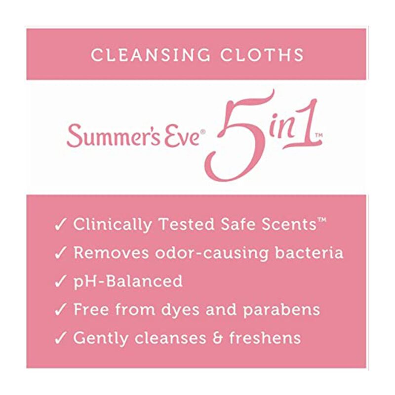 Summer's Eve Cleansing Cloths, for Sensitive Skin, Sheer Floral, 5 in 1, 32 cloths - Image 3