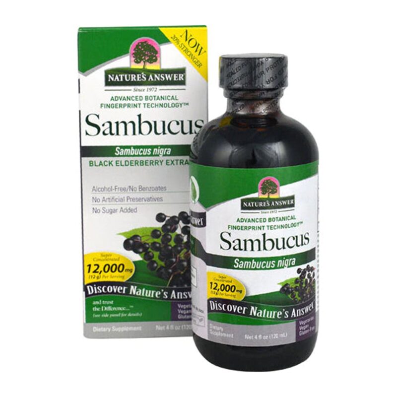 Natures Answer Sambucus, Super Concentrated, 12,000 mg, Black Elderberry Extract, 4 fl oz (120 ml) - Image 3