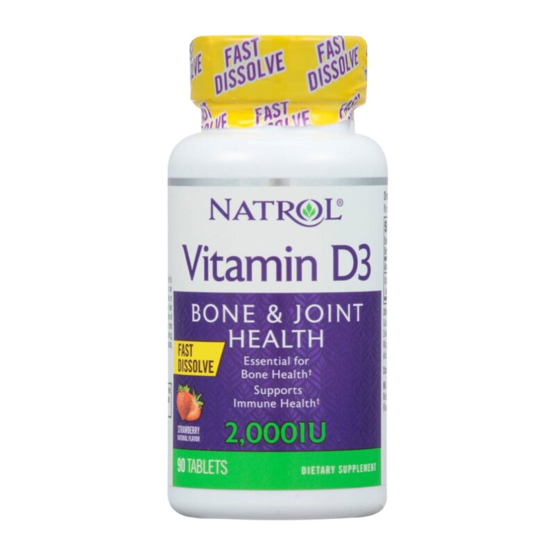 Natrol Vitamin D3, Fast Dissolve, 2,000 IU, Tablets, Naturally Strawberry Flavor, 90 tablets - Image 3