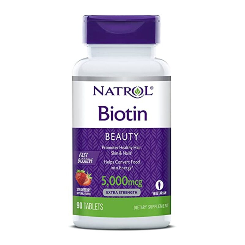 Natrol Biotin, Extra Strength, 5000 mcg, Fast Dissolve, Tablets, Strawberry, 90 tablets - Image 3