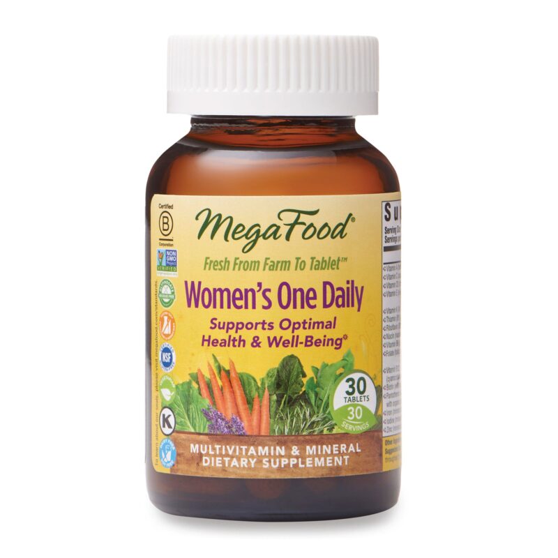 MegaFood Women's One Daily - Women's Multivitamin - with B Complex Vitamins, Iron, and Vitamin D - Gluten Free and Made Without Dairy or Soy - 30 Tabs