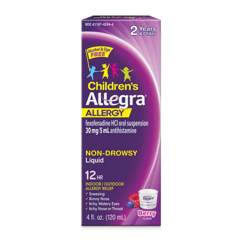 Allegra Allergy Relief, Children's, Indoor/Outdoor, Berry Flavor, Non-Drowsy, 12 Hr, Liquid, 4 fl oz (120 ml) - Image 6