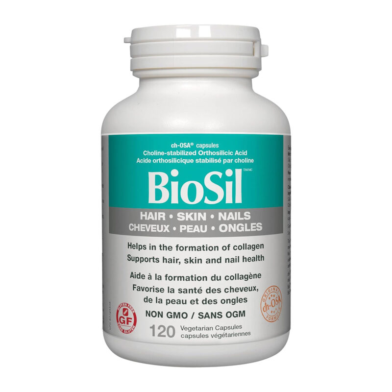 BioSil by Natural Factors, Hair, Skin, Nails, Supports Healthy Growth and Strength, Vegan Collagen, Elastin and Keratin Generator, 120 Capsules