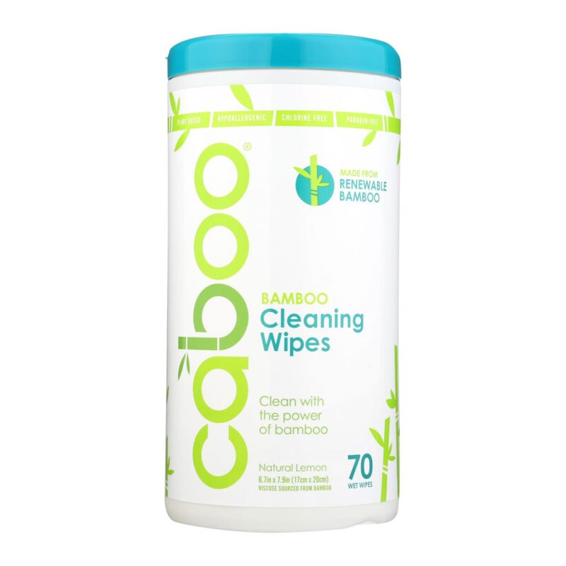 Caboo Cleaning Wipes, Wet, Bamboo, Natural Lemon, 70 wipes - Image 4