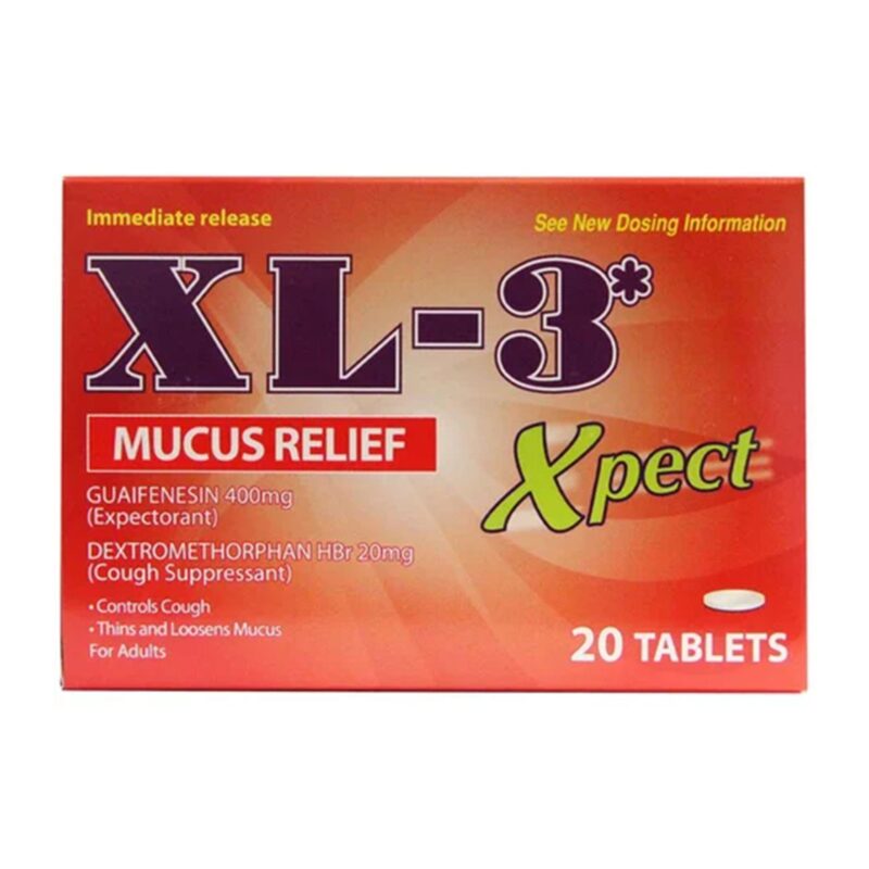 XL-3 Xpect Mucus Relief, Thins and Loosens Mucus, Expectorant, 20 Tablets, Box - Image 3