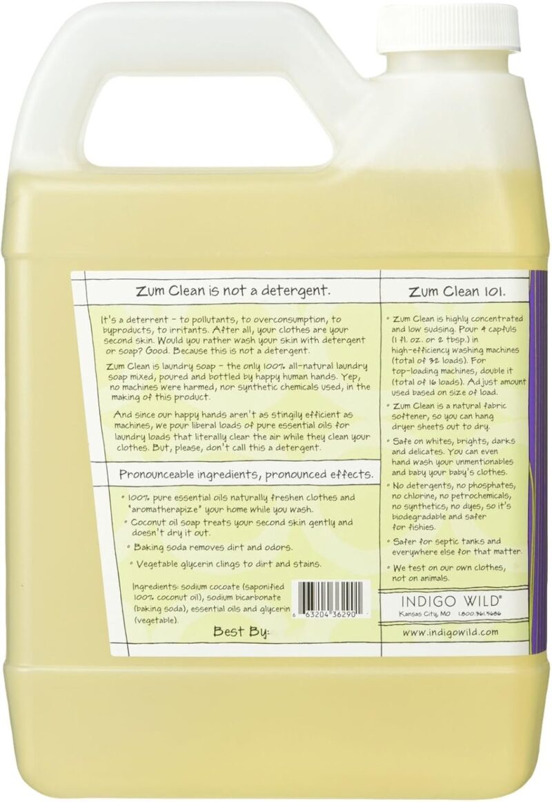 Zum Clean Laundry Soap, Aromatherapy, HE, Lavender, 32 fl oz (0.94 l) - Image 5