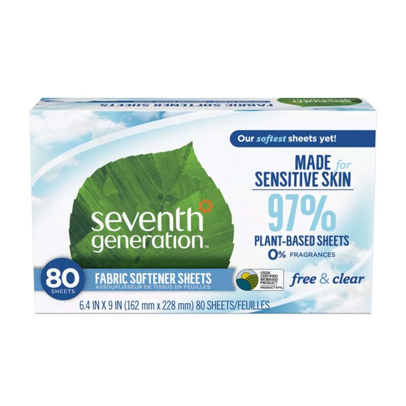 Seventh Generation Fabric Softener, Sheets, Natural, Free & Clear, 80 sheets - Image 3