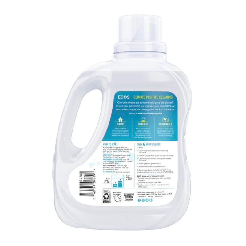 Ecos Laundry Detergent, Plant Powered, Free & Clear, 100 fl oz (2.96 l) - Image 2