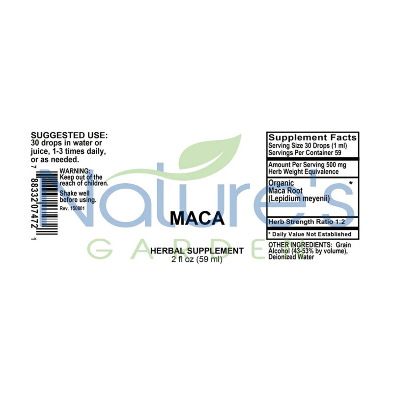 Nature's Garden Maca Supplement, 2 oz Liquid Single Herb - Image 3