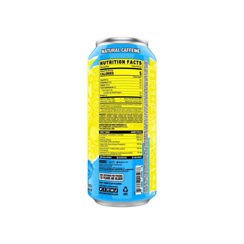 Ghost Energy Sour Patch Blue Ras Energy Drink, 16 Fl Oz - Image 3