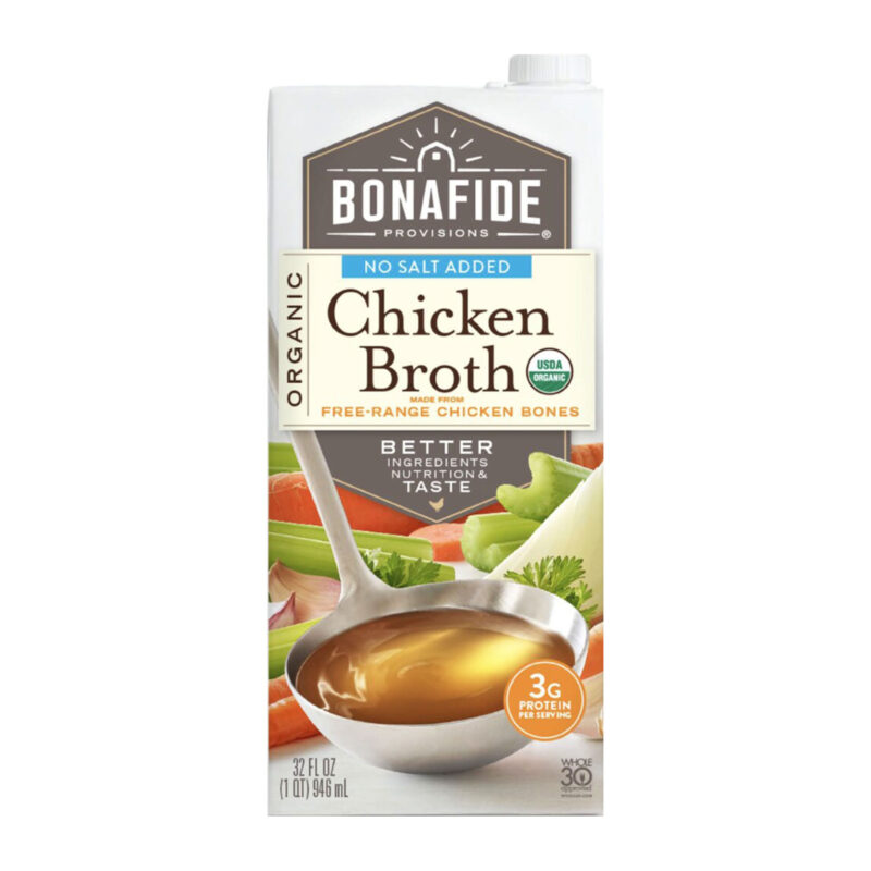 Bonafide Provisions Organic No Salt Added Chicken Broth, 32 Fl Oz - Image 2