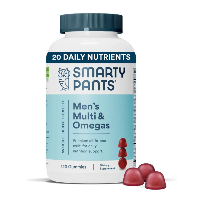 SmartyPants Men's Multi & Omega 3 Fish Oil Gummy Vitamins with D3, C & B12, 120 ct