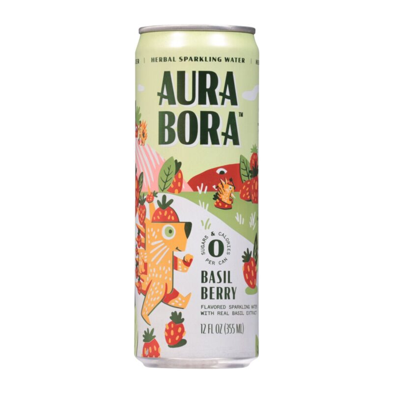 Aura Bora, Sparkling Water Basil Berry 12 Fl Oz - Image 4