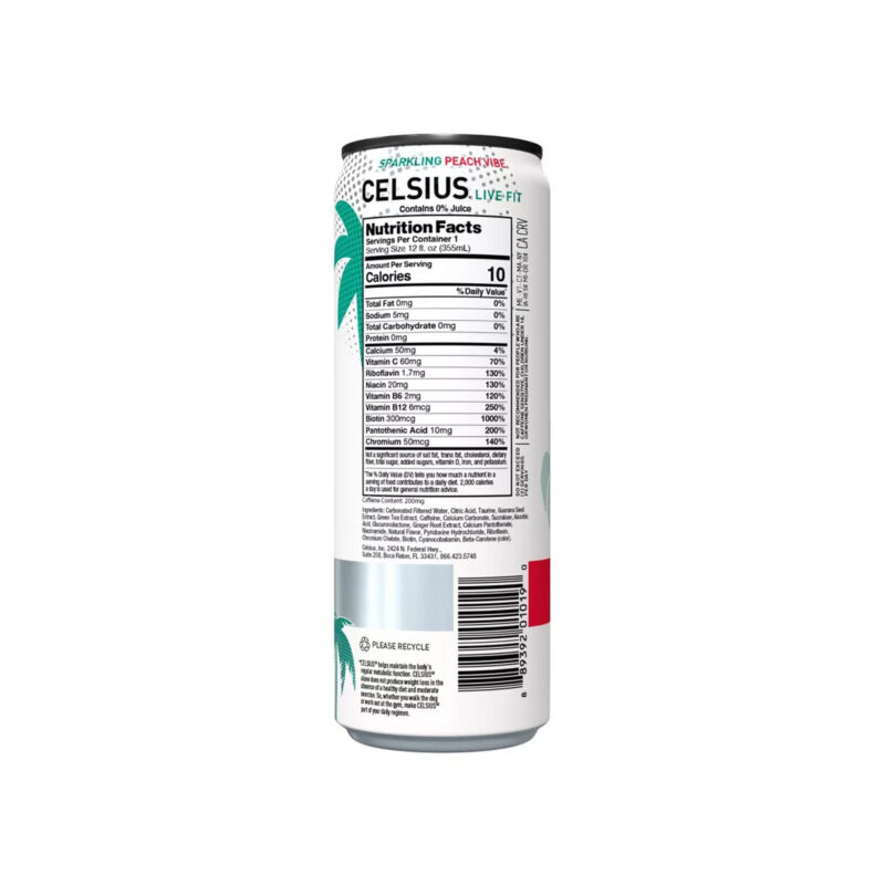 Celsius Sparkling Peach Vibe Energy Drink, 12 Fl Oz - Image 3