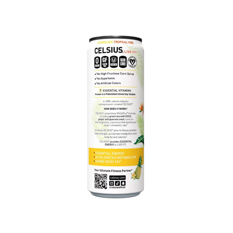 Celsius Tropical Vibe Energy Drink, 12 Fl Oz - Image 2