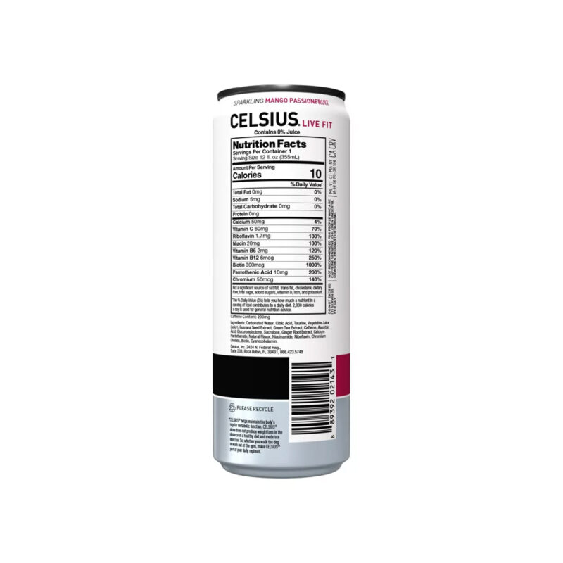 Celsius Sparkling Mango Passionfruit Energy Drink, 12 Fl Oz - Image 3