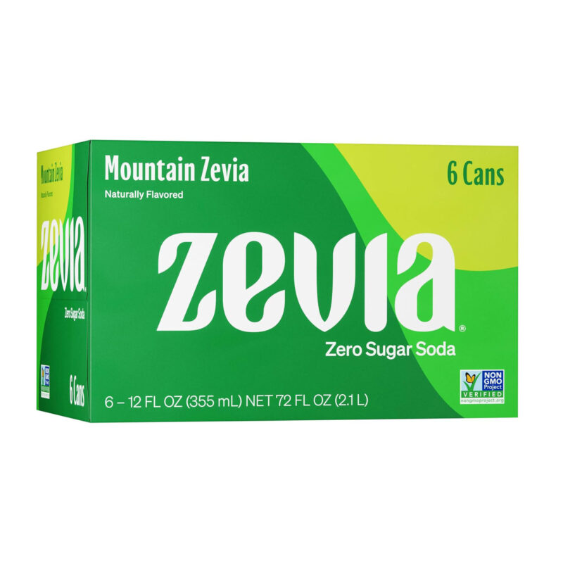 Zevia Zero Calorie Soda, Mountain Zevia, 12 Ounce Cans (Pack of 6)