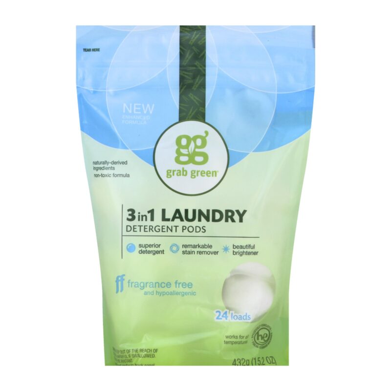 3-in-1 Laundry Detergent Pods, Fragrance Free, 24 Loads, 15.2 oz (432 g) - Image 3