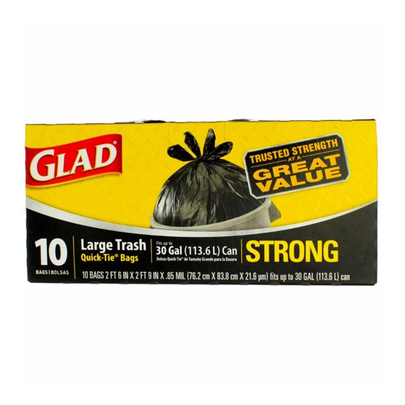 Glad Strong Quick-Tie Trash Bags, Large, 30 Gallon, 10 ct - Image 6